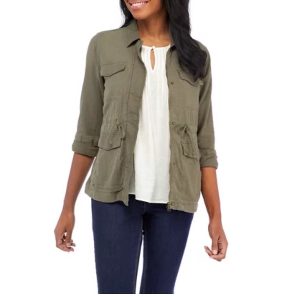 Linen Blend Utility Jacket